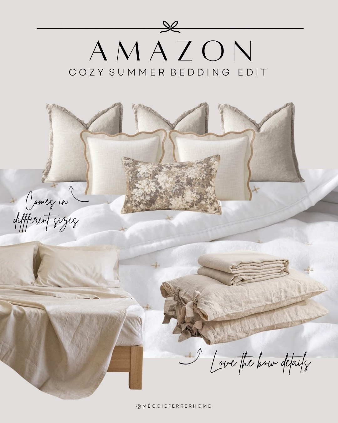 Summer bedding but make it cozy and pretty 🤍

These Amazon finds completely transformed our bed,I’m obsessed with the bow detail on this linen duvet, and the pillows come in different sizes so you can mix and layer! Everything feels light, breathable, and perfect for warmer months. ✨

#cozybedroom #linenbedding #amazonhomefinds #bedroomrefresh #neutralhomeaesthetic #LTKhome #neutralbedding #modernorganicstyle #beddingedit


#LTKFindsUnder50 #LTKFindsUnder100 #LTKHome