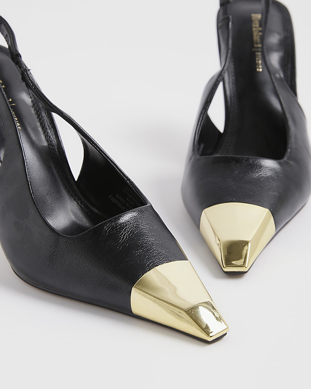 Black Metal Toe Slingback Heels | River Island UK & IE