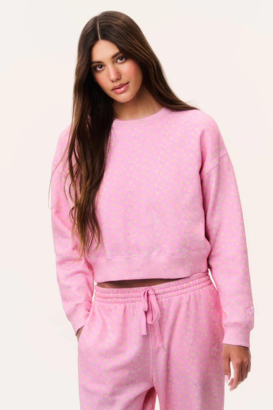 Emparo Cropped Ditsy Floral Pullover | LoveShackFancy