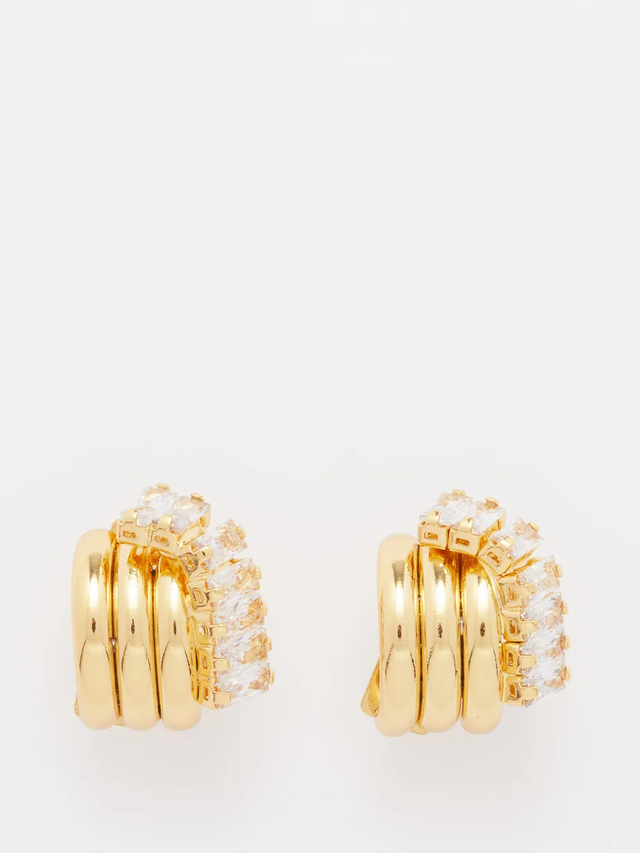 Triple Wrap crystal & gold-plated hoop earrings | FALLON | Matches (US)