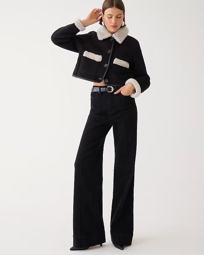 Pintuck denim trouser in black | J.Crew US