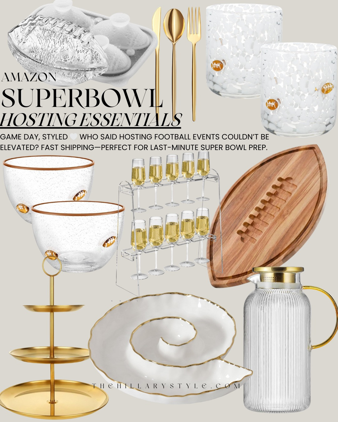 AMAZON SUPER BOWL HOSTING ESSENTIALS! This is how I do game day without sacrificing style. Elevated serveware, chic glassware, and functional hosting pieces that make everything feel intentional — even for football. Fast shipping makes these perfect for last-minute Super Bowl prep while still keeping your setup polished.

#Amazon #TheHillaryStyle #SuperBowlHosting #HostingEssentials #GameDayStyle #EntertainingAtHome #AmazonHomeFinds #ElevatedHosting #TablescapeInspo 

 #LTKfoodie #LTKSeasonal #LTKOver40