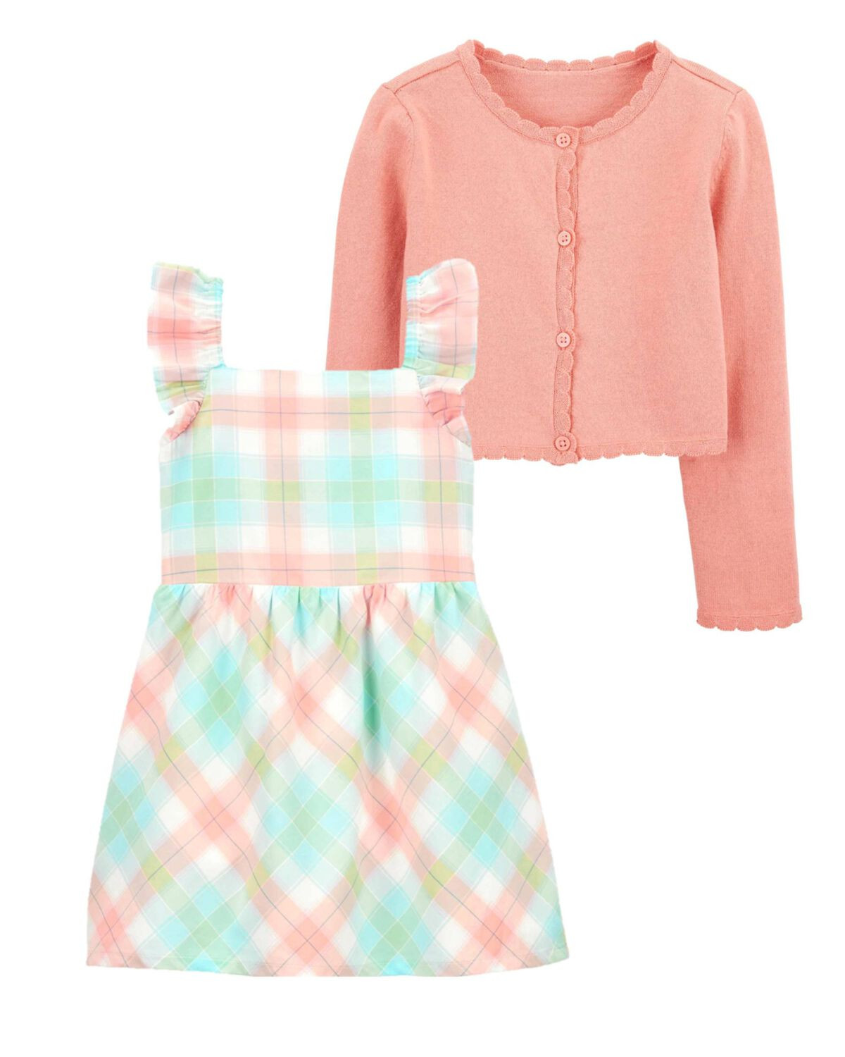 Multi Toddler 2-Piece Flutter Dress & Button-Front Cardigan Set | carters.com | Carter's