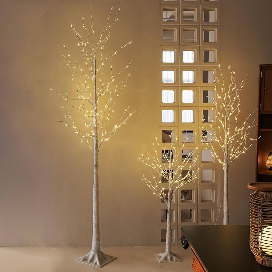 Birch Tree Lights, Set of 3 (4FT, 6FT, 8FT), 440 Warm White LED Lights with Timer Function, Chris... | Amazon (US)