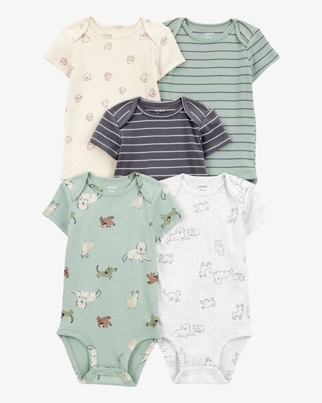 Baby Boy 5-Pack Dog Short-Sleeve Cotton Bodysuits | Carter's Inc