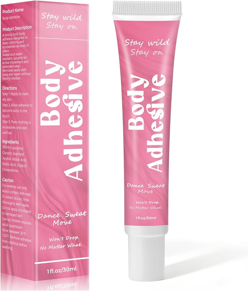 Body Adhesive Glue for Clothes & Skin, Body Glue, Sweat Resistant, Water Wash, Fabric-Safe Fashio... | Amazon (US)