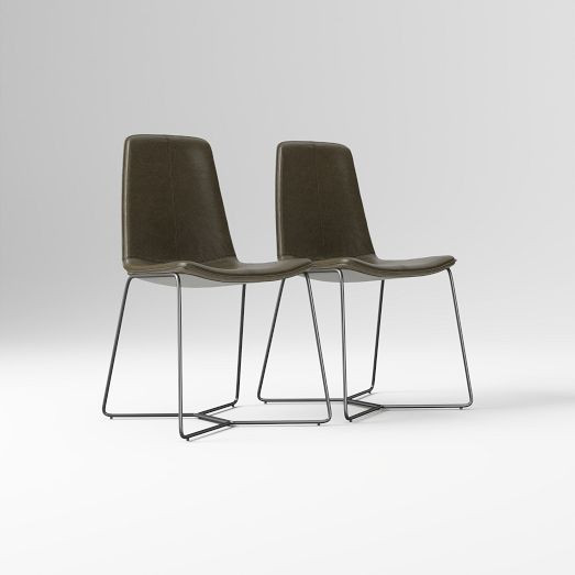 Slope Leather Dining Chair (Set of 2) | West Elm (US)