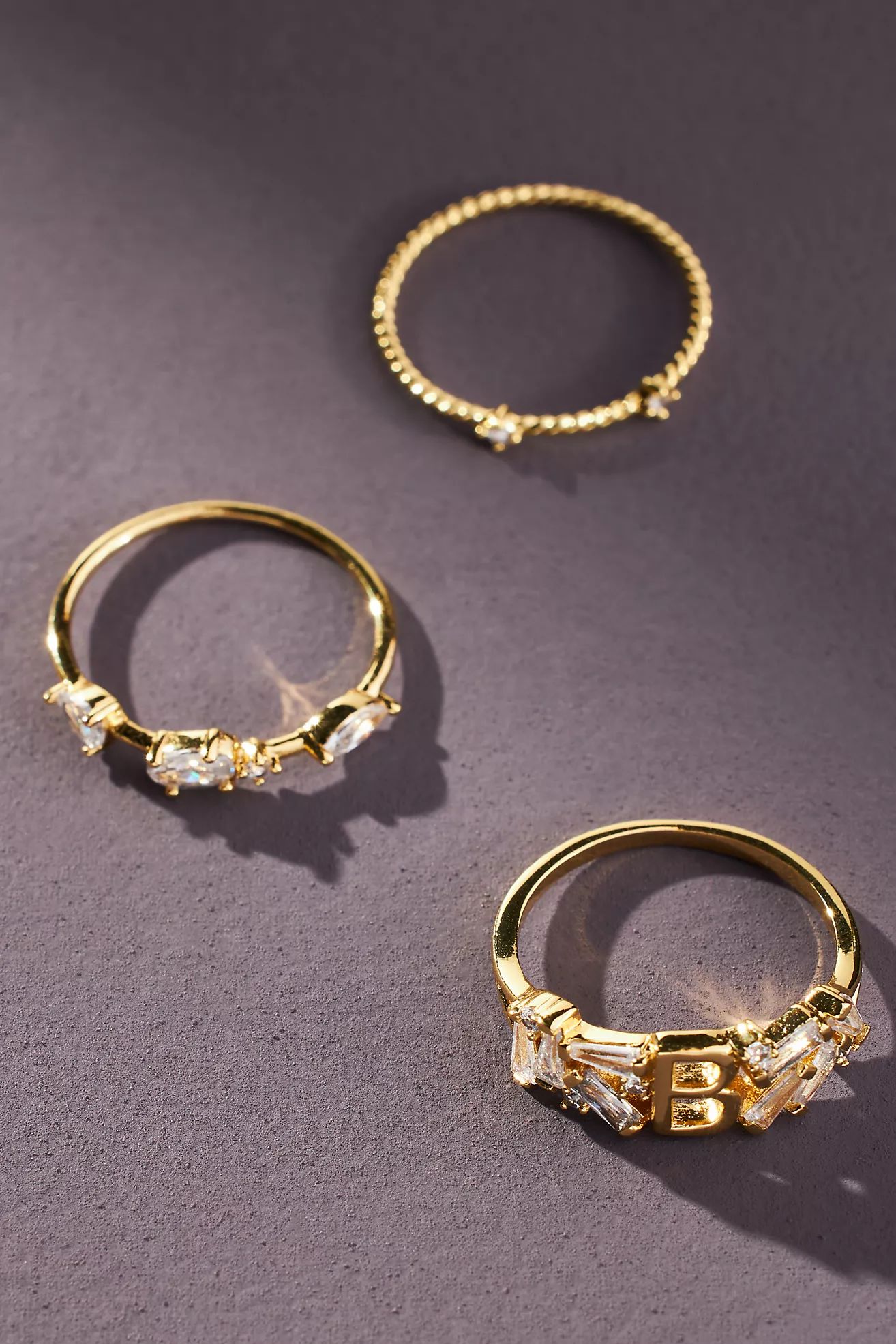 Set of Three Stackable Monogram Rings | Anthropologie (US)