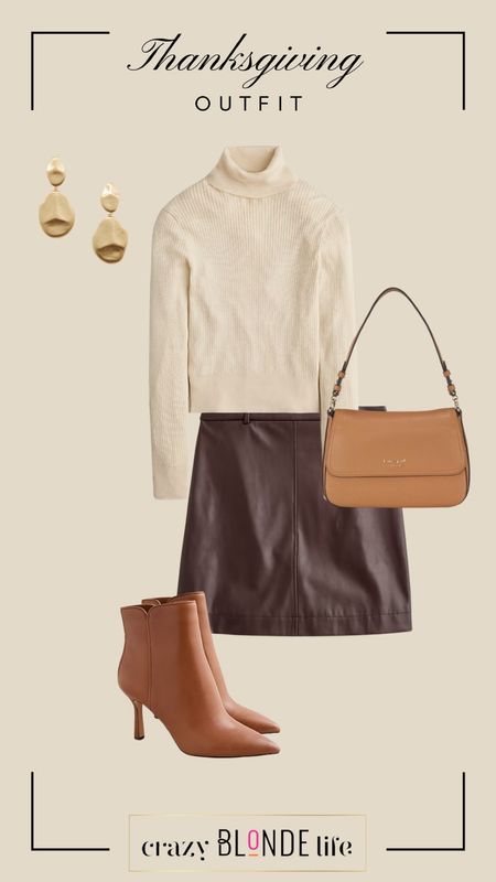 The leather skirt and turtleneck from J. Crew are closet staples you will wear all fall! Add a pair of booties and statement earrings and you are ready for thanksgiving! 

#LTKshoecrush #LTKSeasonal
