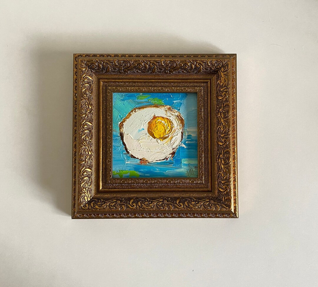 Fried Egg Painting Impasto Original Artwork Framed Food Original Art Egg Small Wall Decor - Etsy | Etsy (US)