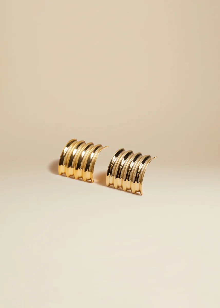The Small Julius Panel Earrings in Gold | Khaite