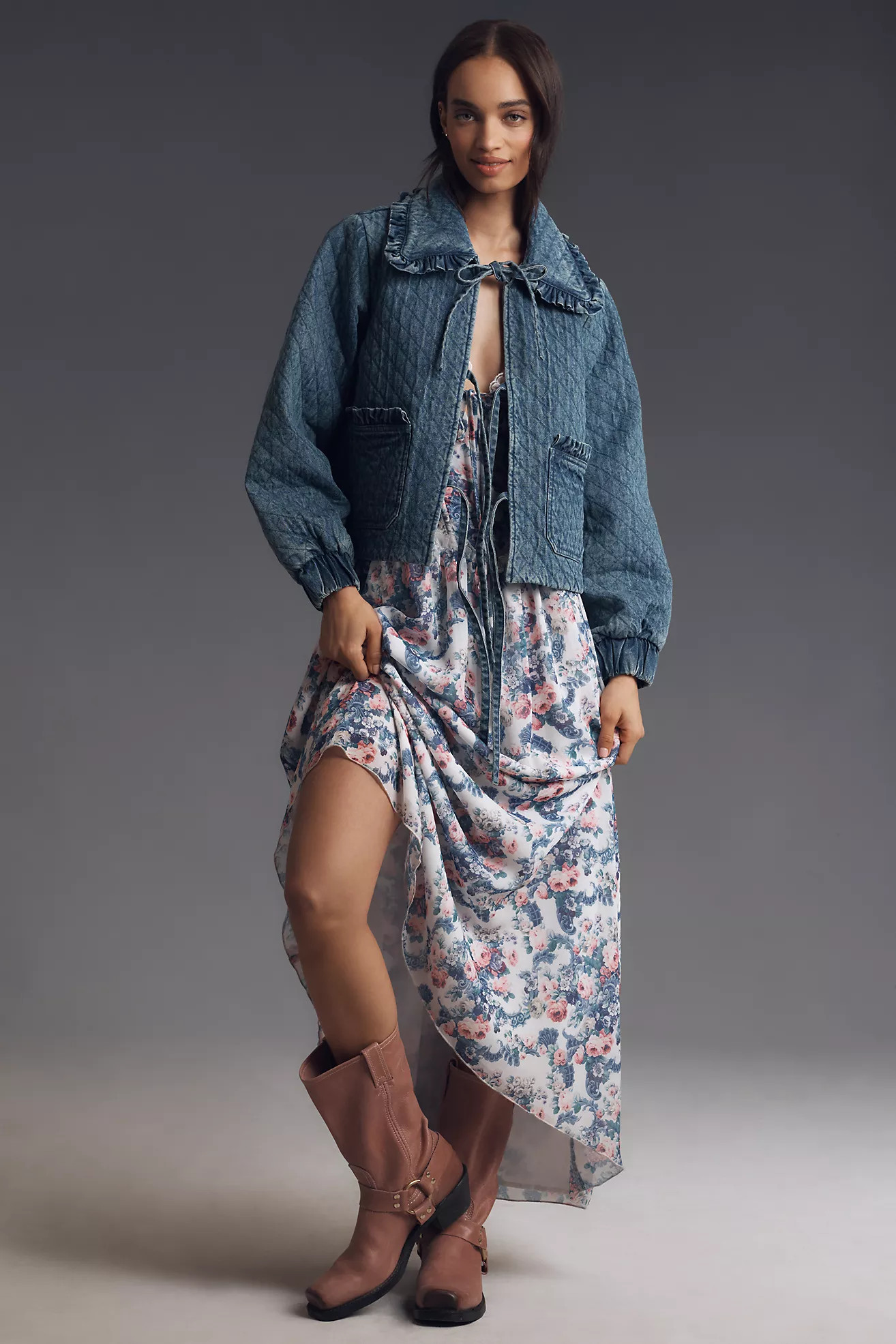 The Maura Bow-Tie Denim Jacket by Avec Les Filles | Anthropologie (US)