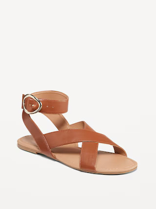 Faux-Leather Cross-Strap Buckle Sandals | Old Navy (US)