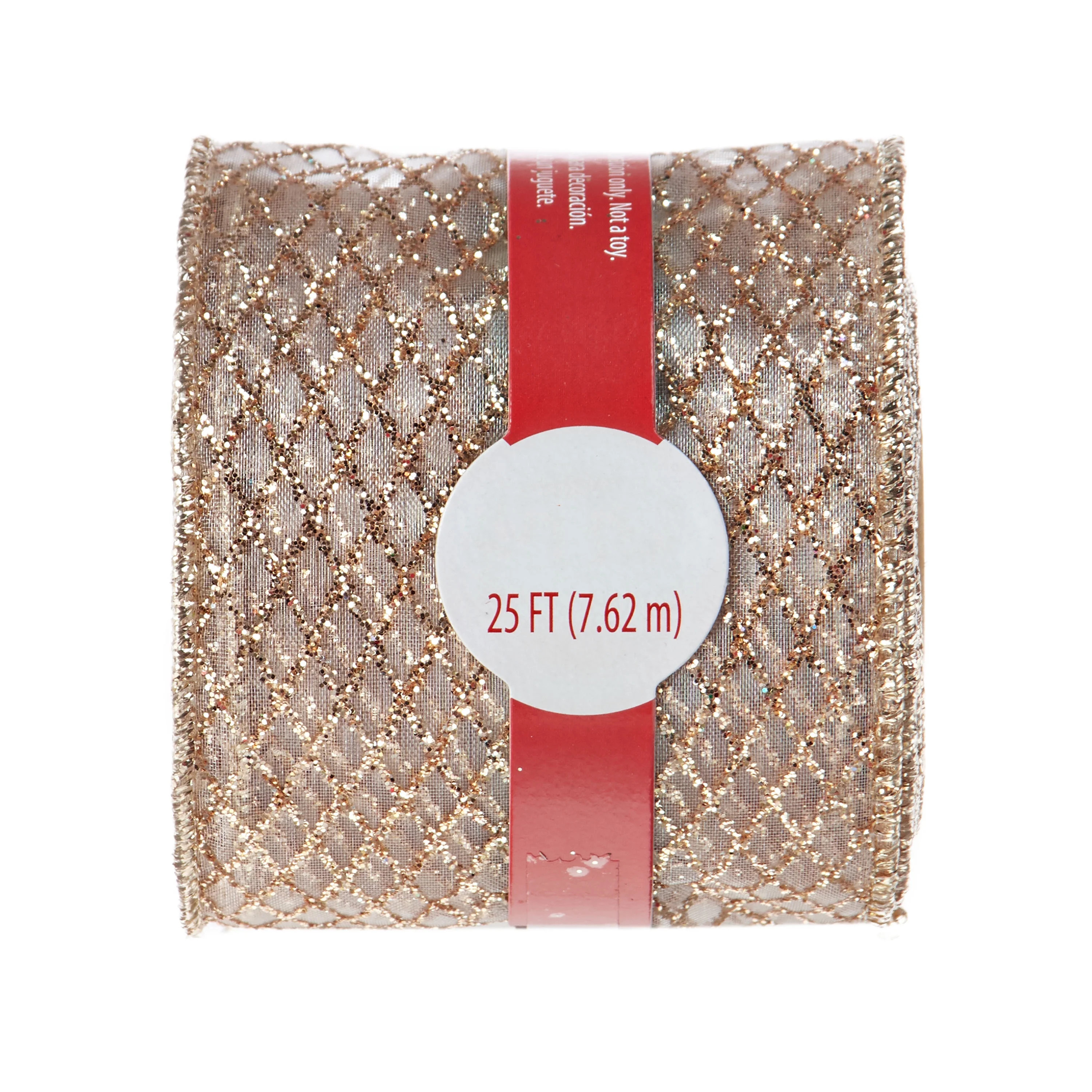 Holiday Time Ribbon, Sheer Gold Glitter Mesh, 25' - Walmart.com | Walmart (US)