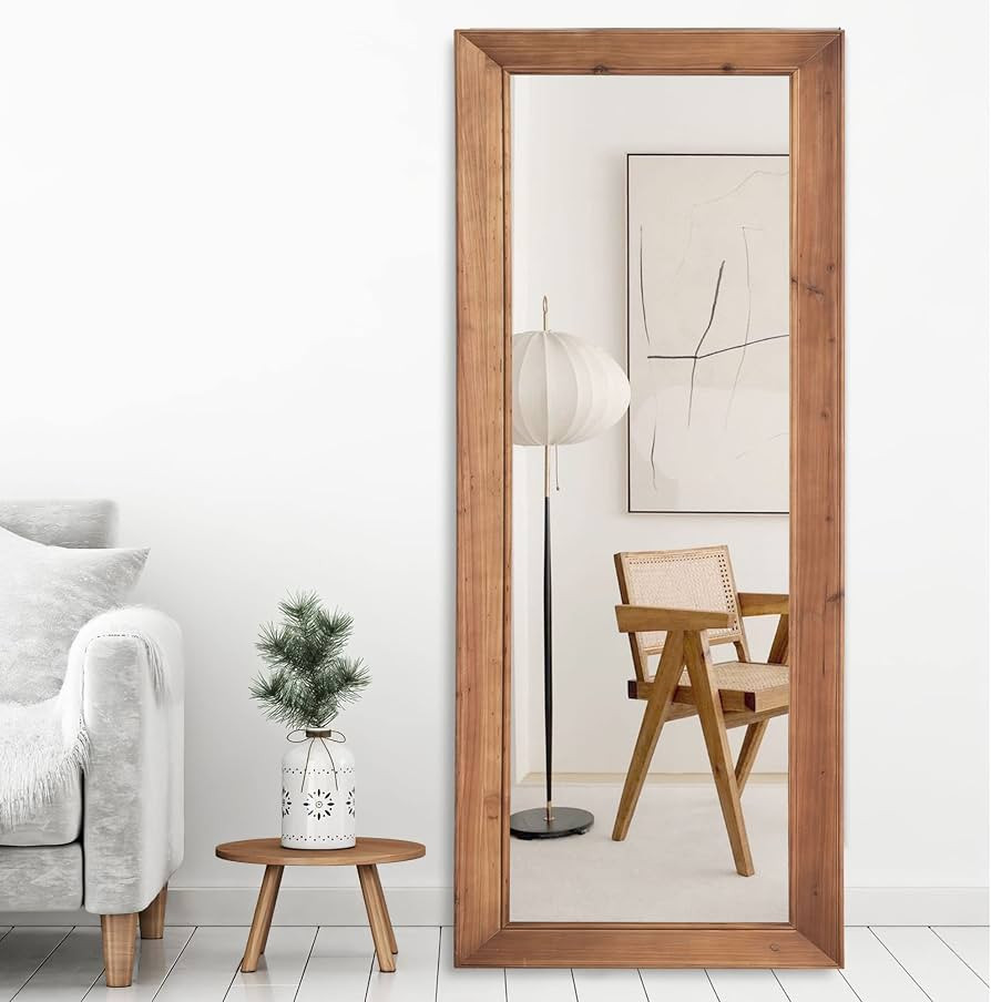 Full Length Mirror Solid Wood Frame Mirror Floor Mirror with Standing Holder Vertical and Horizon... | Amazon (US)