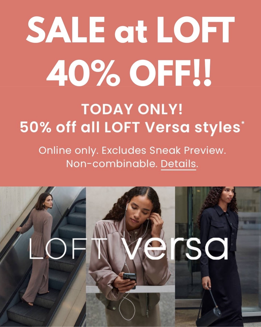 ‼️ SALE at LOFT ‼️ Save 40% off and 50% off VERSA Fashion!! 
Click any photo and SAVE!! Would be Appreciated 🫶 

Follow my LTK @fashionistanyc on the @shop.LTK app to view this post and get my exclusive app-only content!

#liketkit #LTKgrwm #LTKSaleAlert #LTKWorkwear
@shop.ltk
https://liketk.it/5TAXq  

#LTKTravel #LTKdayinmylife #LTKootd