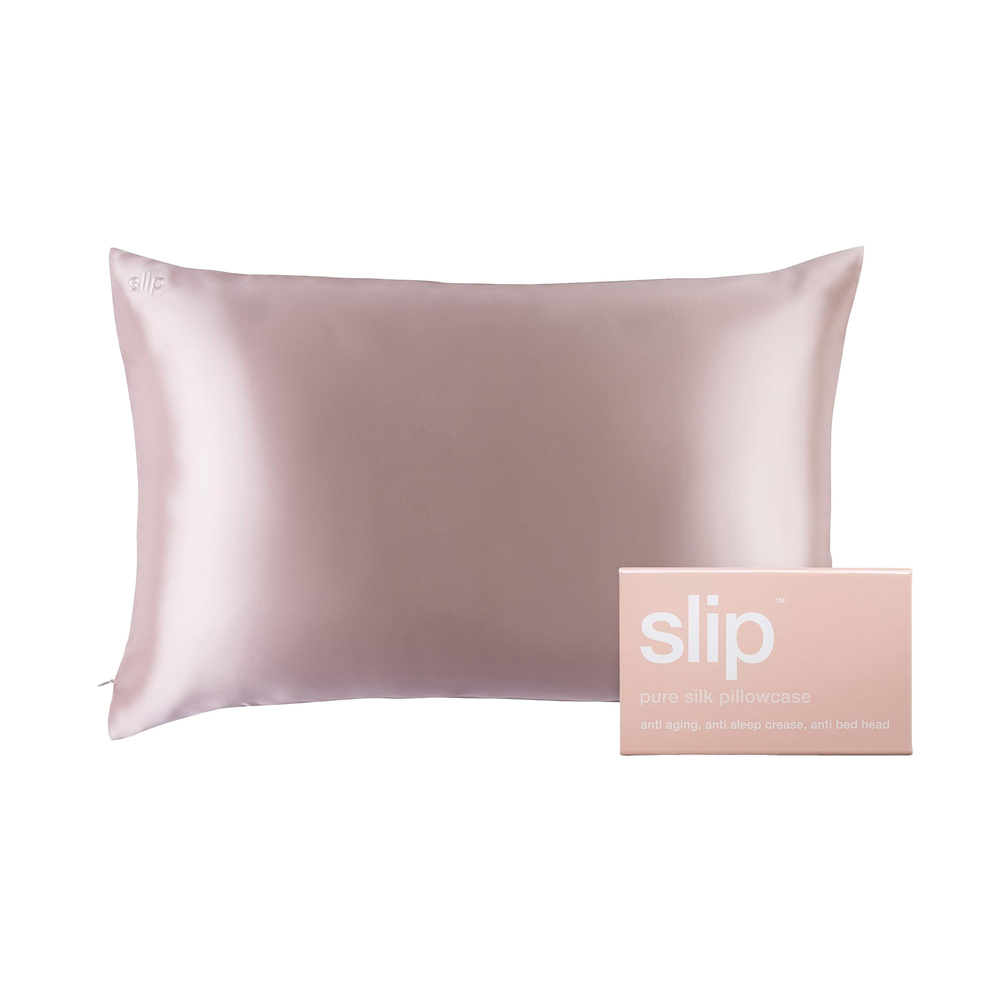 slip The Original Queen Pure Silk Pillow Case - 100% Pure 22 Momme Mulberry Silk - Queen Size Standard Pillow Case - Anti-Aging, Anti-BedHead, Anti-Sleep Crease, Pink (20" x 30") | Amazon (US)