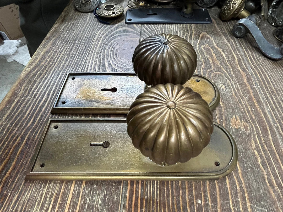 Antique Door Knobs, Dummy Knobs, Cast Bronze Corbin Colonial Design on Original Cast Bronze Door ... | Etsy (US)