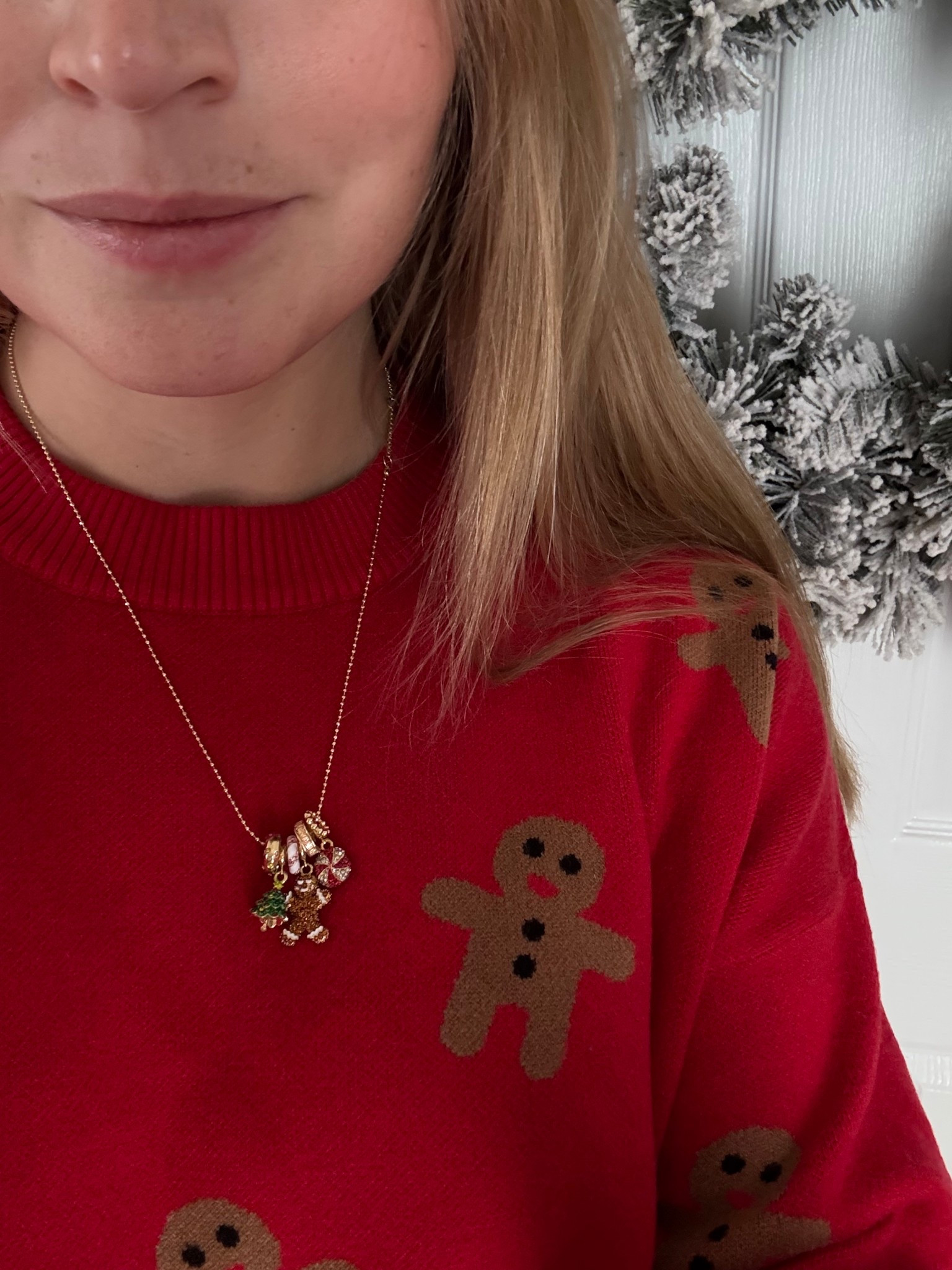 Christmas sweater, gingerbread sweater, Christmas charm necklace 

#LTKFindsUnder100 #LTKSeasonal #LTKHoliday