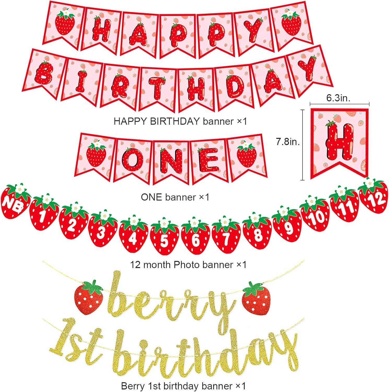 Tsoifu Strawberry 1st Birthday Party Decorations Girl, Berry First Birthday Party Supplies Strawb... | Amazon (US)