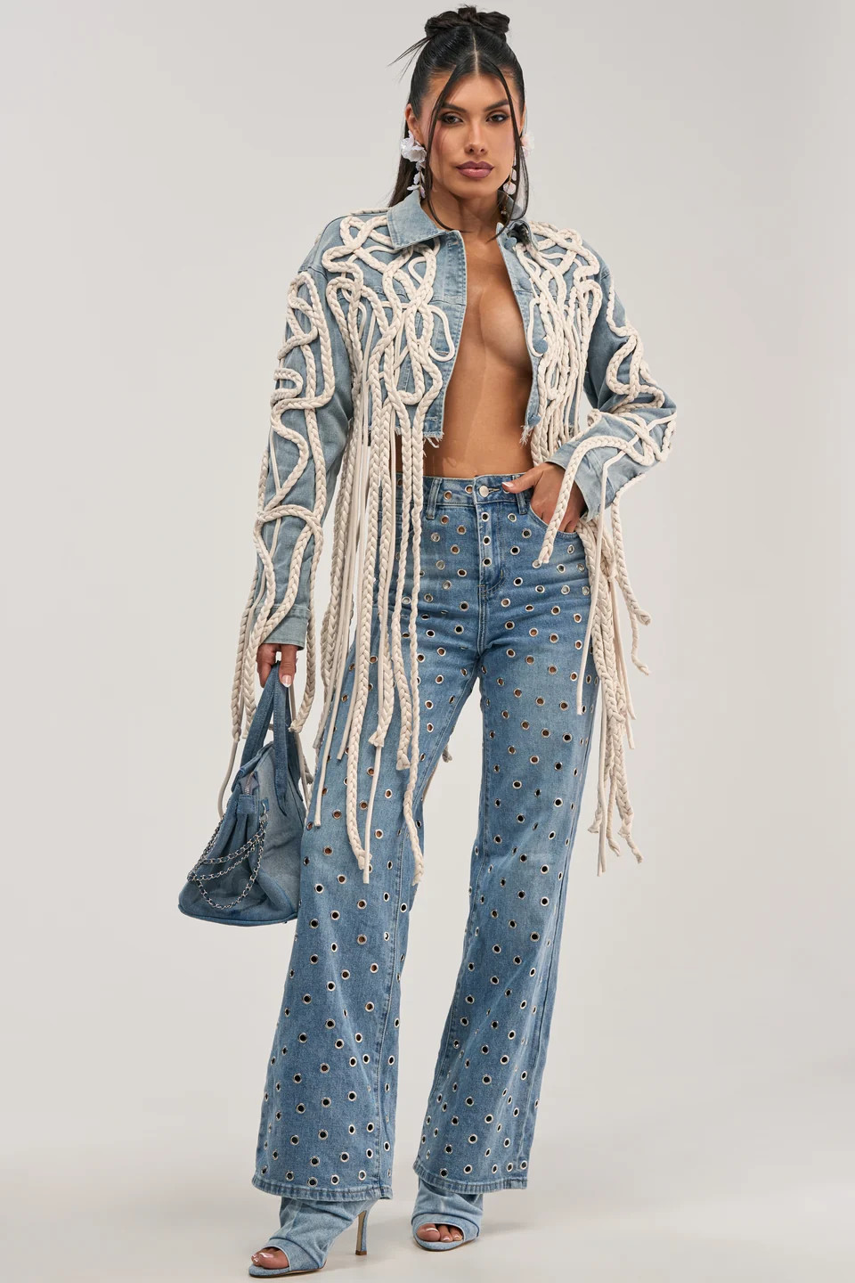 Tassel Denim Trucker Jacket, Cropped Fit | AKIRA | AKIRA