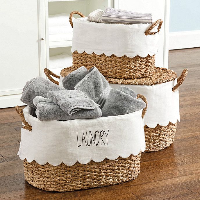 Bunny Williams Nesting Baskets with Scalloped Liner - Set of 3 | Ballard Designs, Inc.