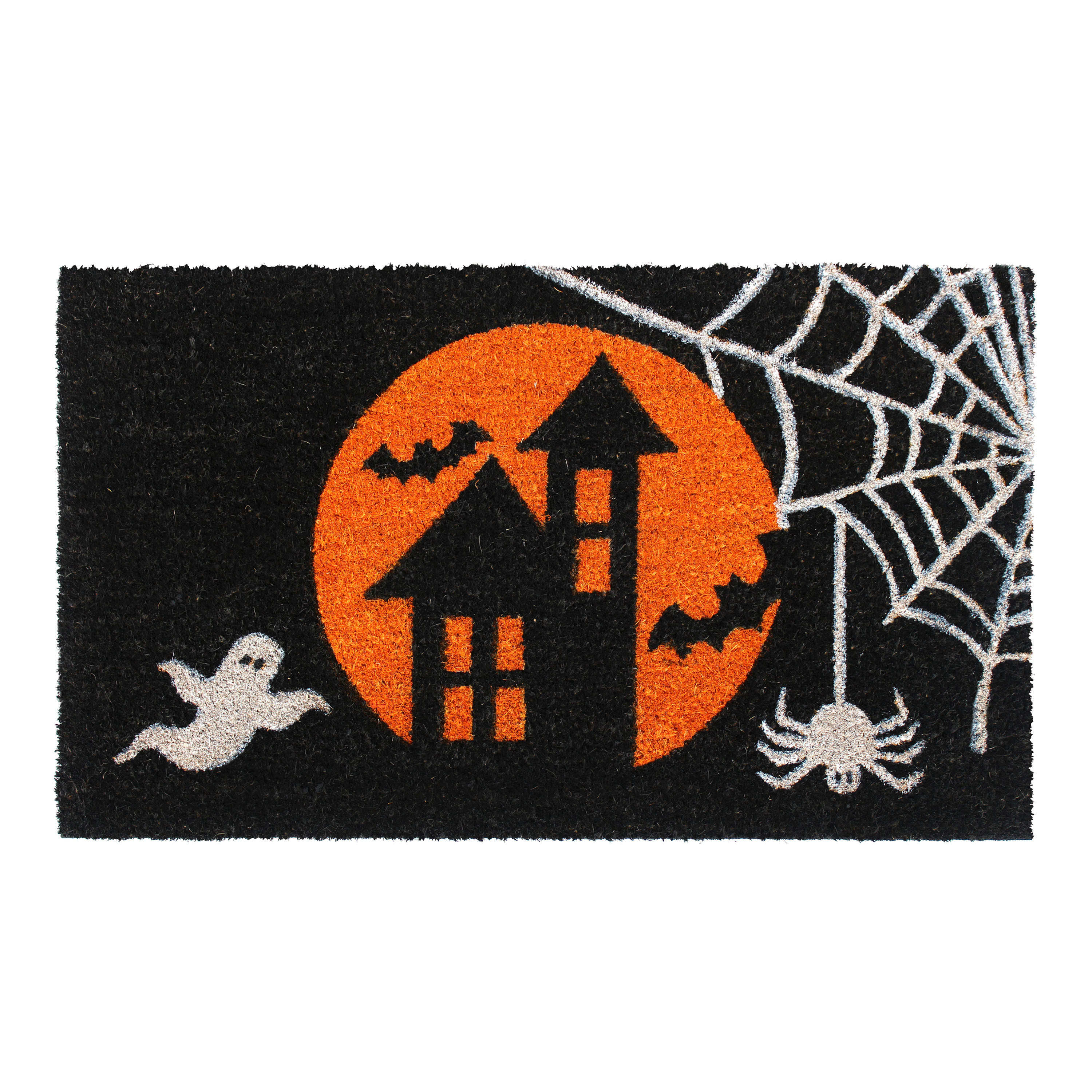 Orange and Black Haunted House Coir Doormat | World Market