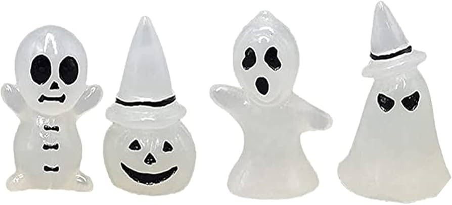 BinaryABC Halloween Glow in The Dark Pumpkin Ghost Miniature Figurines,Luminous Garden Ghost Deco... | Amazon (US)