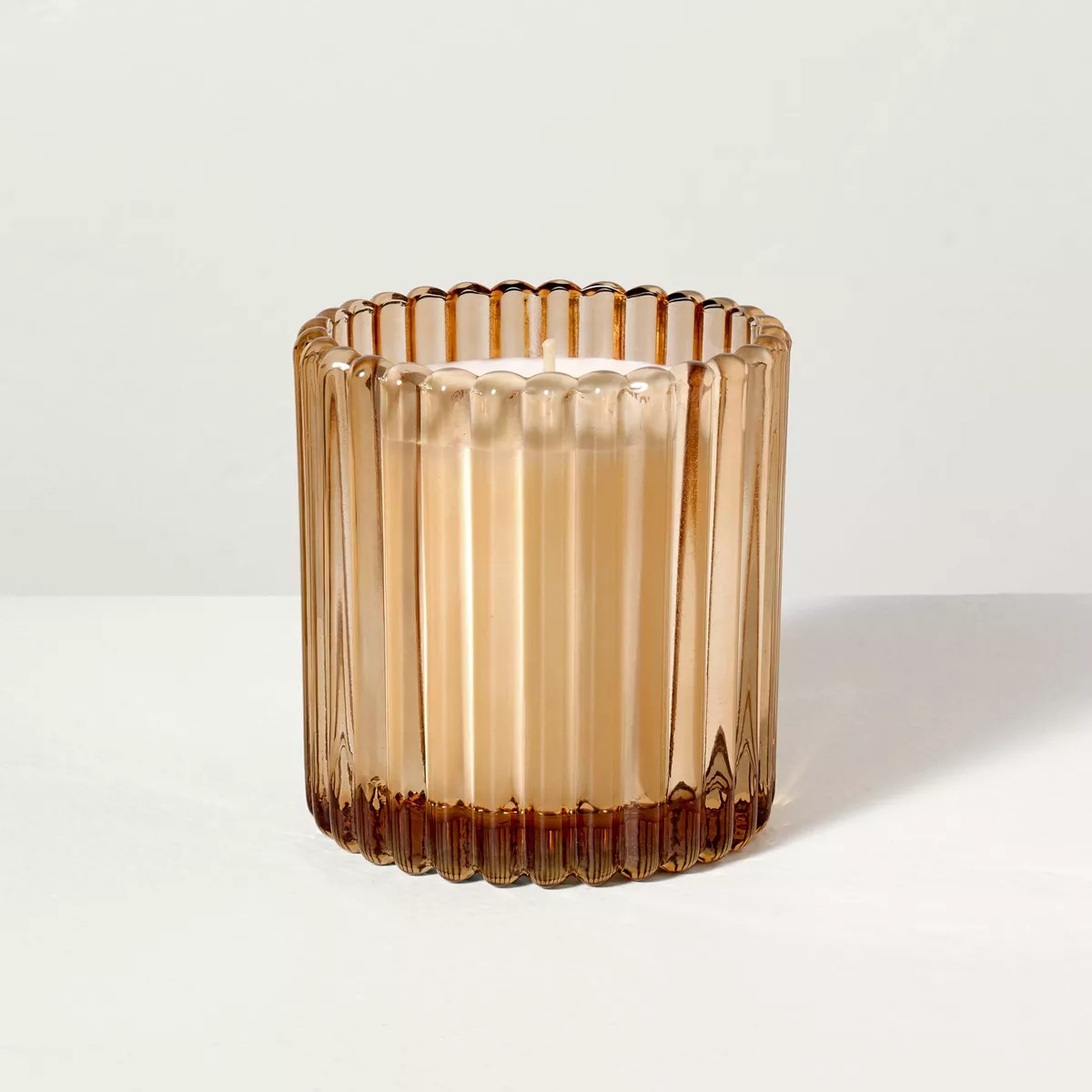 Ribbed Glass Sandalwood & Terracotta Jar Candle Blush 8.5oz - Hearth & Hand™ with Magnolia | Target