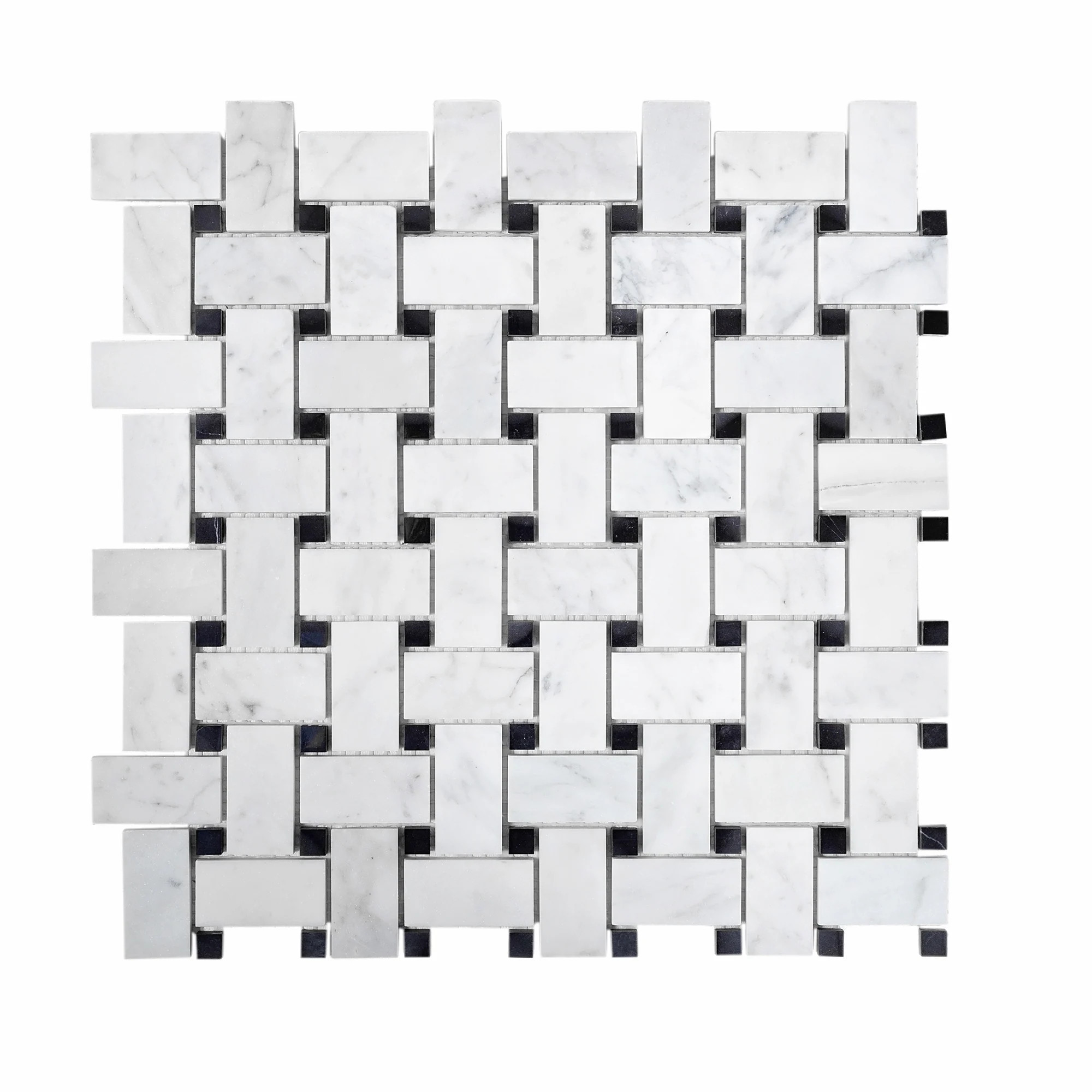 Apollo Tile Bianco Carrara, Eastern Black Marble White 12-in x 12-in Polished Natural Marble Mosaic Floor and Wall Tile ( 5.0-sq ft Carton ) | Lowe's