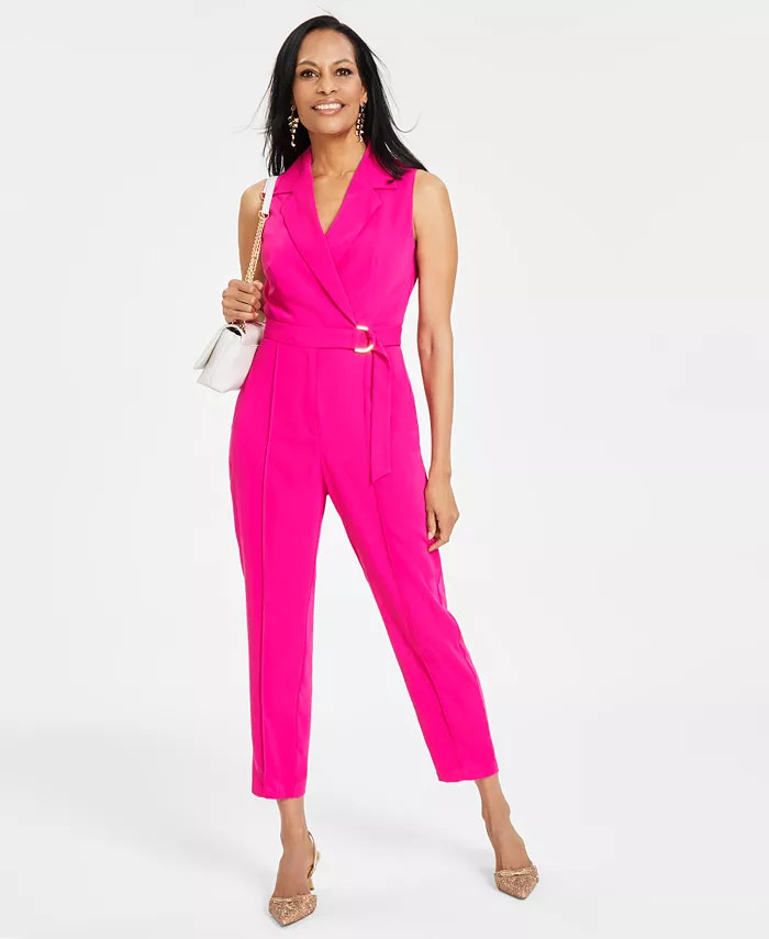 I.N.C. International Concepts Women's Notched Collar Jumpsuit, Created for Macy's - Macy's | Macy's