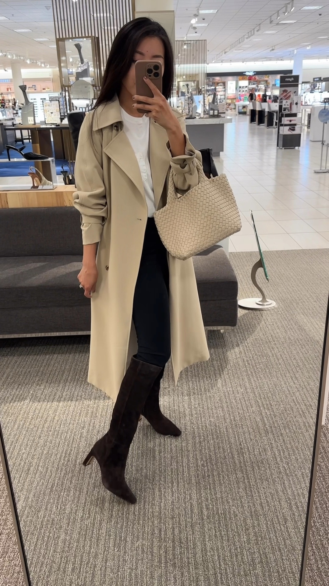 *if the link goes to an app, just wait a few seconds for it to refresh!* Fall Boot shopping. See below for a discount code on my trench

Nordstorm is also having a big sale right now on apparel and skincare / makeup in case you needed any restocks! 

 • Sam Edelman suede Sylvia boots size 5. These fit me really well BUT keep in mind, the boot shaft height and shaft width will increase as shoe size increases! 

These also come in wide calf 

•Oak + Fort trench xxs in beige - very oversized / loose fit (runs big), hits past midi length on me (5ft) and sleeves are a little long but the wrist cinch helps! I wear this all the time, love the drape and style. 

Code JEANTRENCH for 20% off only on this trench (in all colors!) 

•Everlane tee xs, I size up for a casual fit

 •Zella 7/8 leggings xxs 

•Naghedi small tote in ecru

#LTKStyleTip #LTKSeasonal #LTKSaleAlert