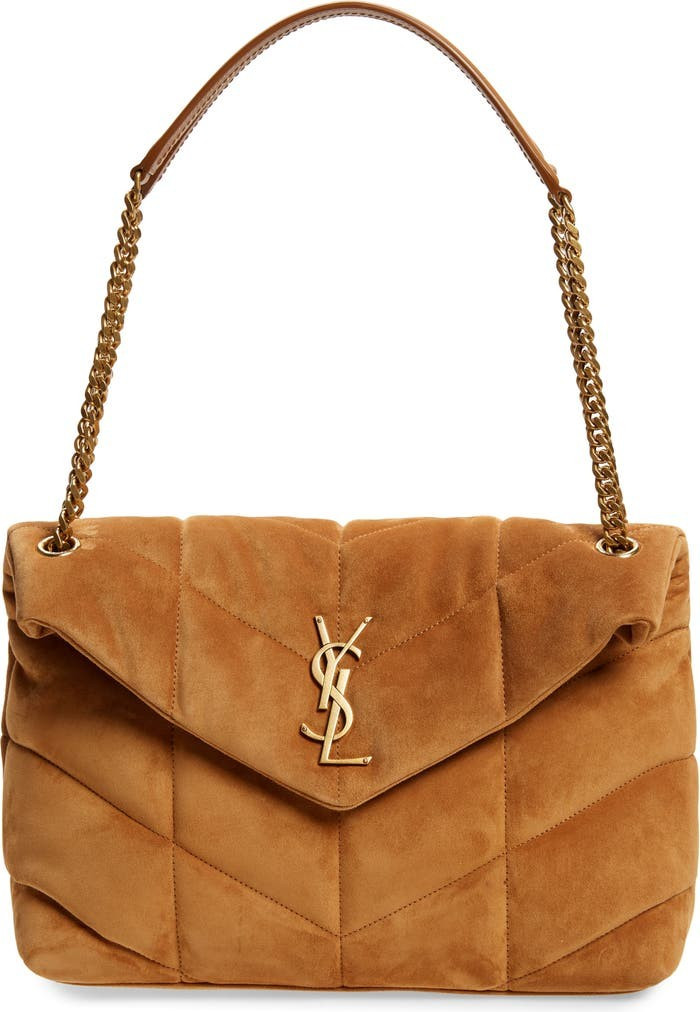 Medium Loulou Puffer Matelassé Suede Shoulder Bag | Nordstrom