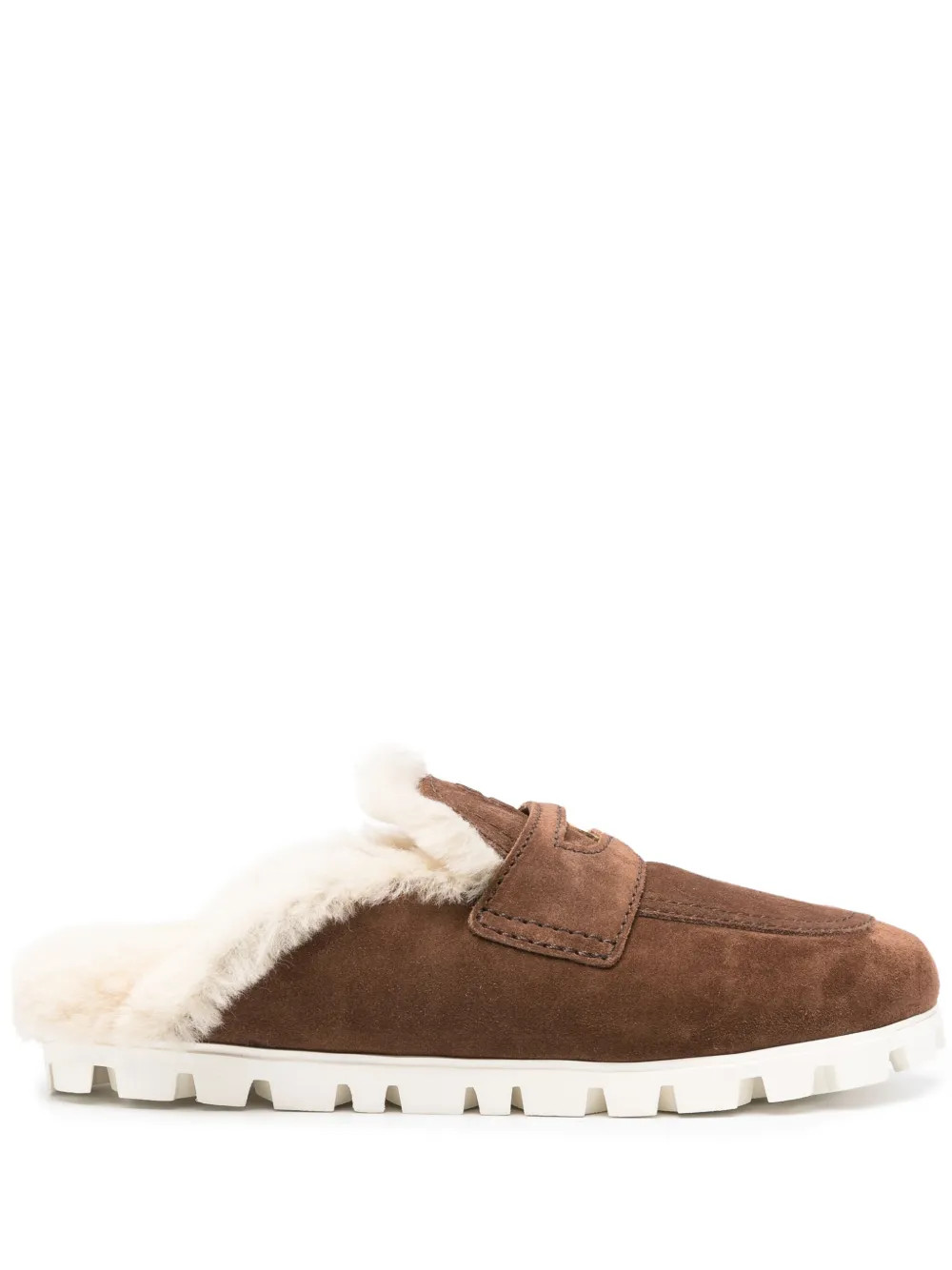 Miu Miu logo-embossed Slippers | Brown | FARFETCH | Farfetch Global