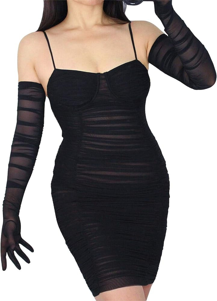 DooWay Women's Tulle Super Long Gloves Black TECH Touchscreen Stretchy Lace Mesh Semi Sheer Opera... | Amazon (US)