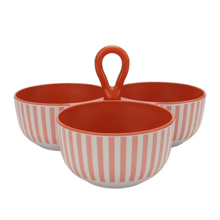 Mainstays by Becky G. & Alejandra Bamboo Melamine Triple Condiment Server, Orange Stripe | Walmart (US)
