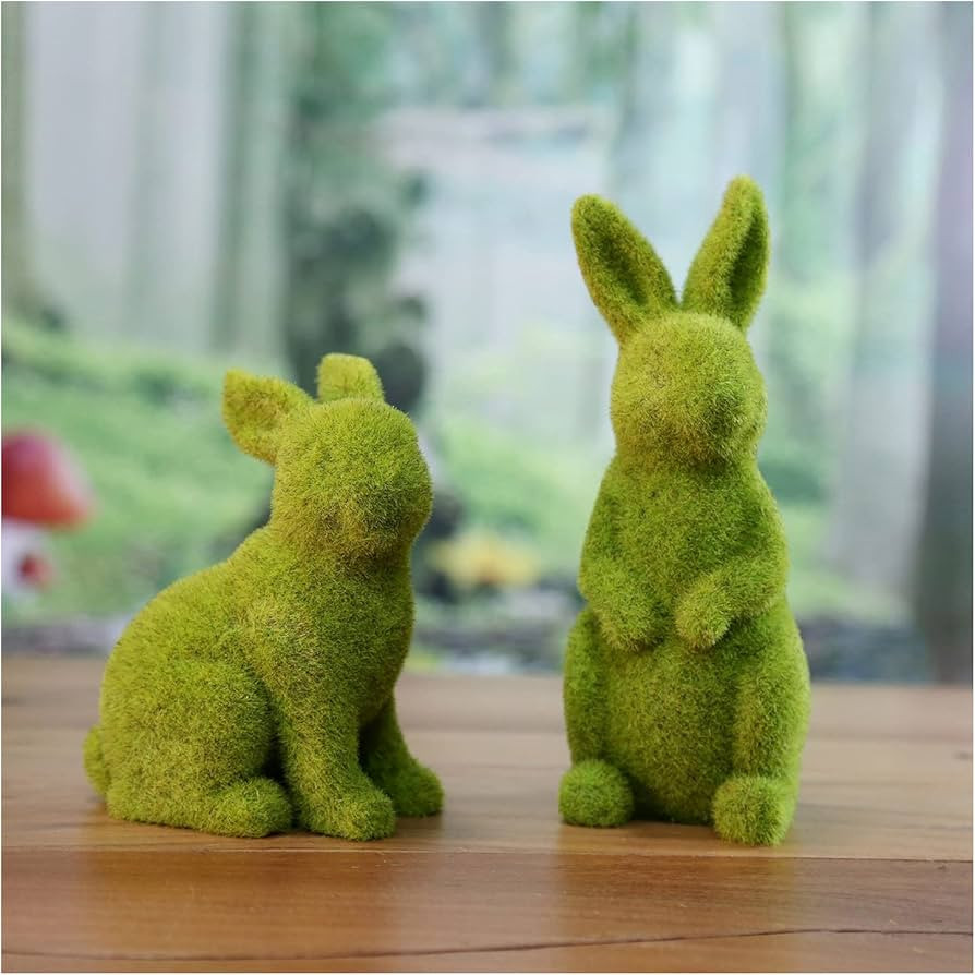 CynynYxy Easter Bunny Decor Green Moss Rabbit Figurines for Garden Home Office Party Desk Table T... | Amazon (US)