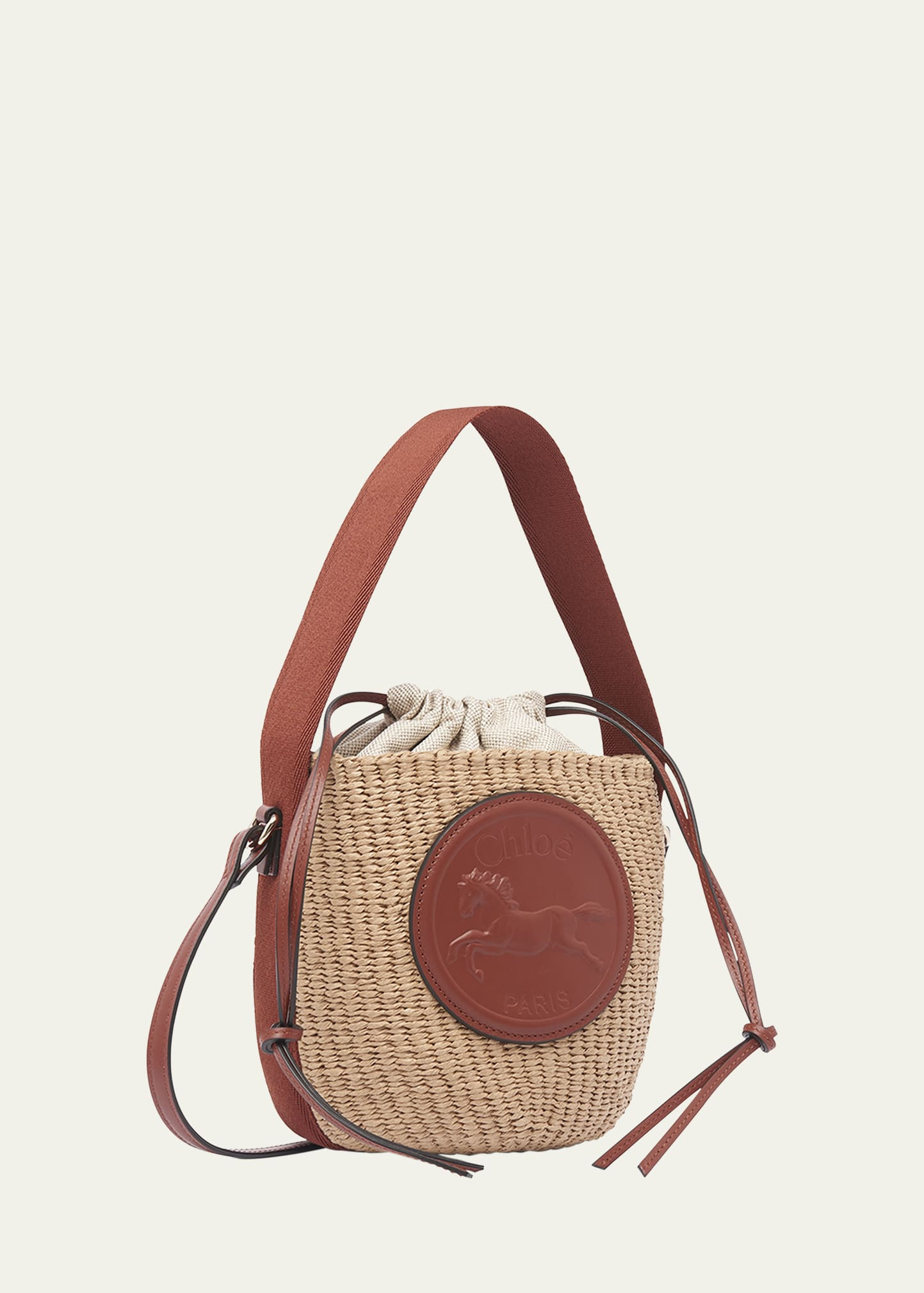 Chloe Horse Medal Bucket Bag in Paper and Leather | Bergdorf Goodman