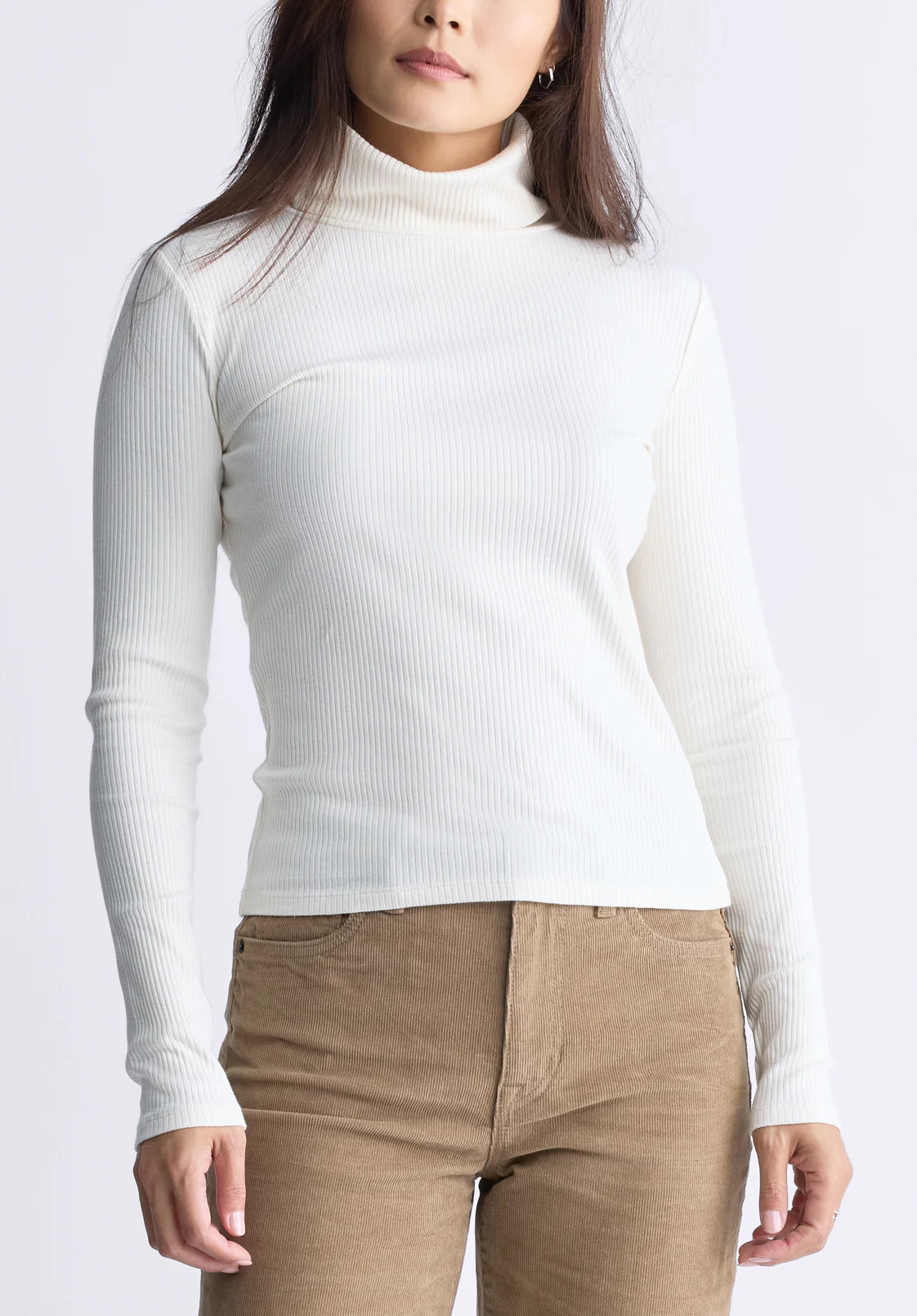 Mavra Women's Ribbed Turtleneck Top, Egret white - KT0164F | Buffalo David Bitton