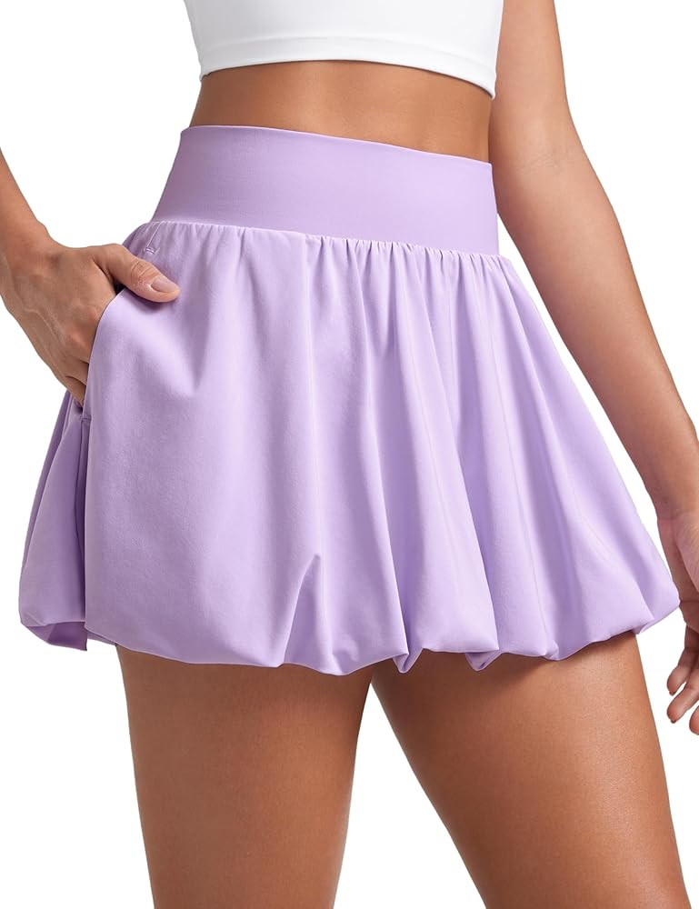 CRZ YOGA Bubble High Waisted Tennis Skirts for Women Casual Athletic Mini Ruffled Hem Balloon Sko... | Amazon (US)