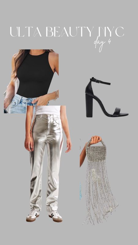 Shop my day 4 night look in NYC! So excited for this DISCO night 🪩 

Metallic pants, purse, heels & bodysuits 

#LTKitbag #LTKstyletip #LTKfindsunder100