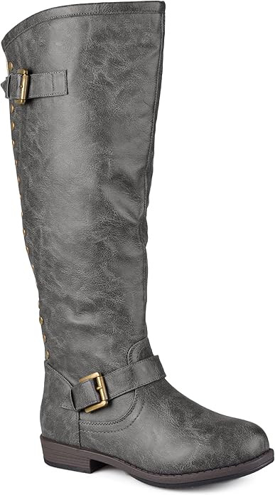 Journee Collection Womens Regular Sized and Wide-Calf Studded Knee-High Riding Boots | Amazon (US)