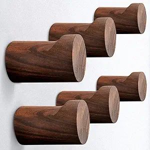 COCOYA Natural Wood Wall Hooks, 6Pack Minimalist Hat Hanger Easy Install Wall Mount Wooden Peg Kn... | Amazon (US)
