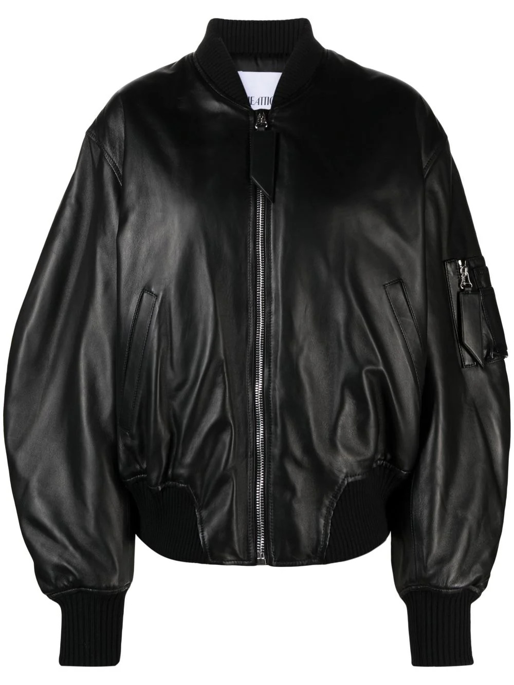 The Attico Women's Anja Leather Bomber Jacket in Black | Size 42 | 231WCB04L054100 | LOZURI