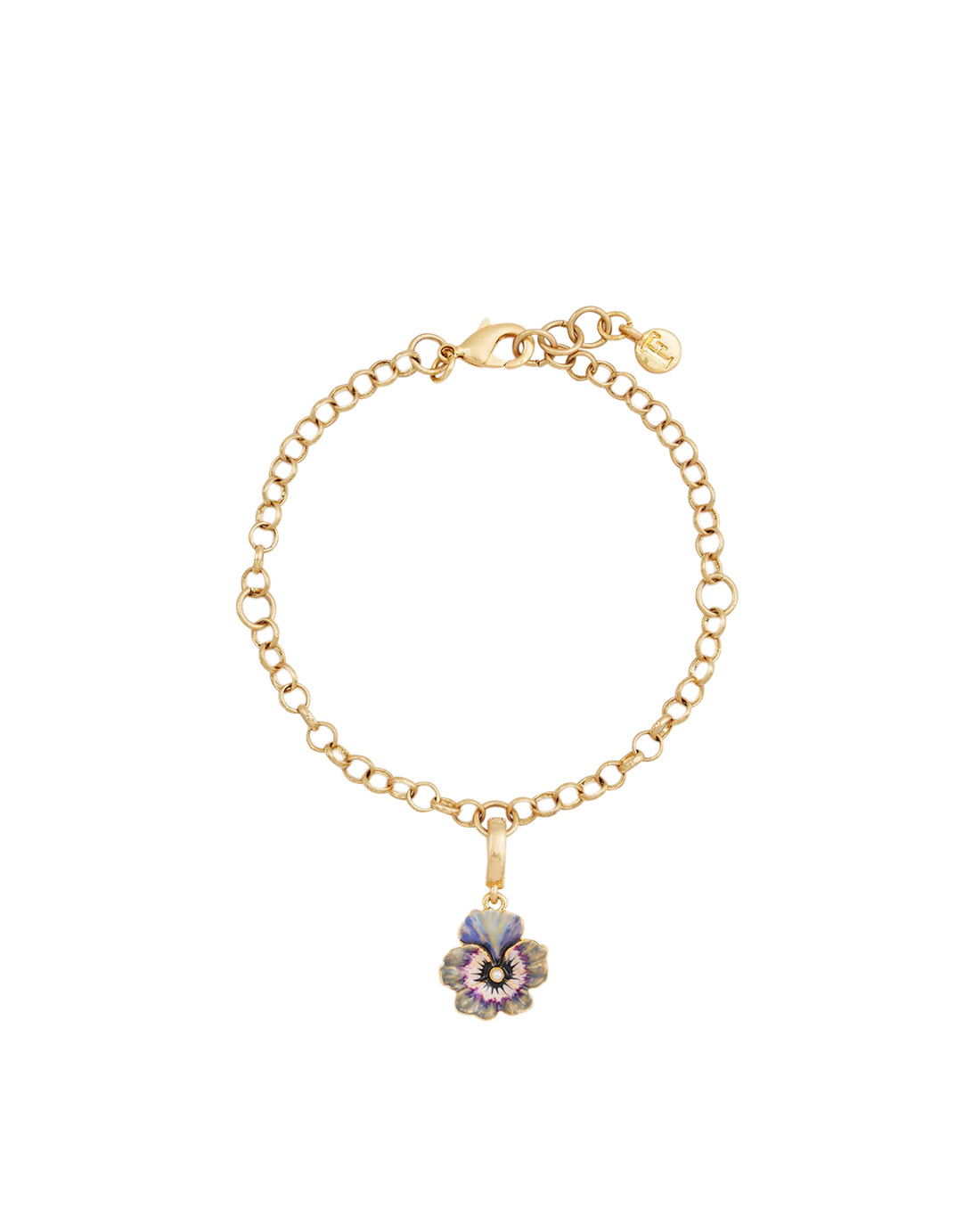 Gold Pansy & Pearl Collector Charm Bracelet | Fable England