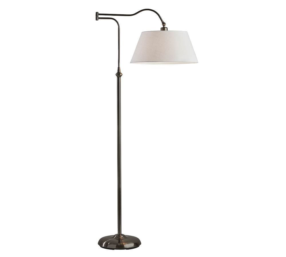Downing Floor Lamp, Antique Pewter with Fabric Shade | Pottery Barn (US)