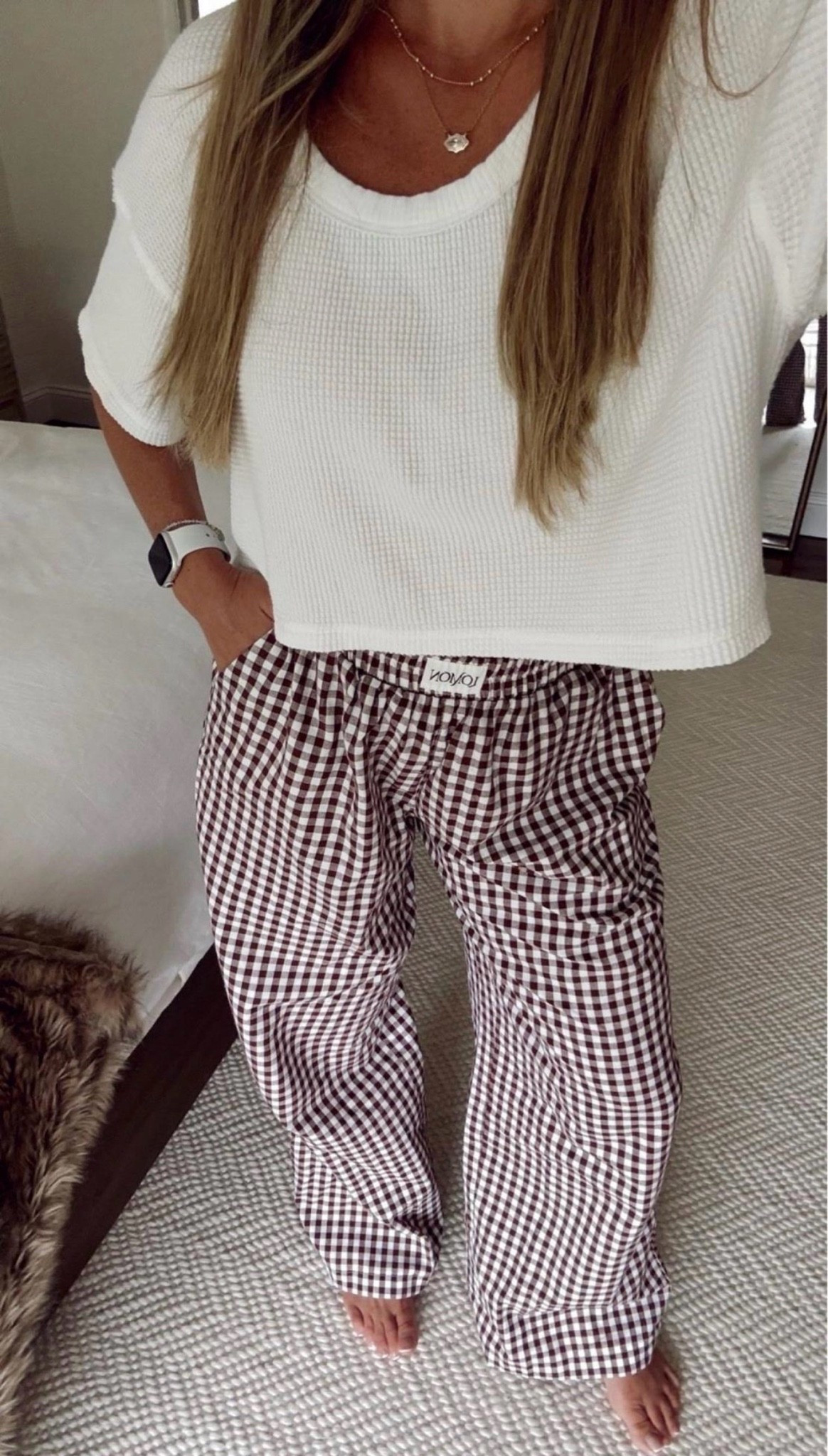 Aerie tee and Amazon gingham pants - so cute for fall! Wearing medium for looser fit

#LTKootd #LTKSeasonal