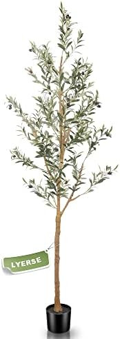 LYERSE 7ft Artificial Olive Tree Tall Fake Potted Olive Silk Tree with Planter Large Faux Olive B... | Amazon (US)