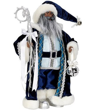 Southern Living Merry and Bright Collection Blue & Silver African American Santa with Staff Figur... | Dillard's