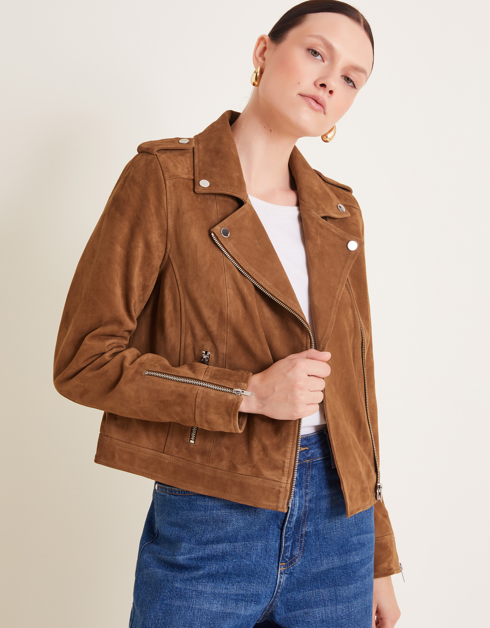 Sienna Suede Jacket Tan | Monsoon (UK)